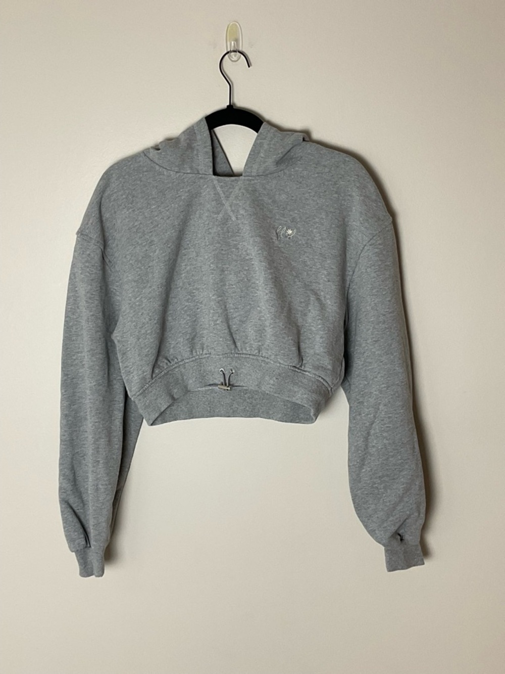 For Love And Lemons Cropped Gray Hoodie Sweatshirt Festival Streetwear Size M